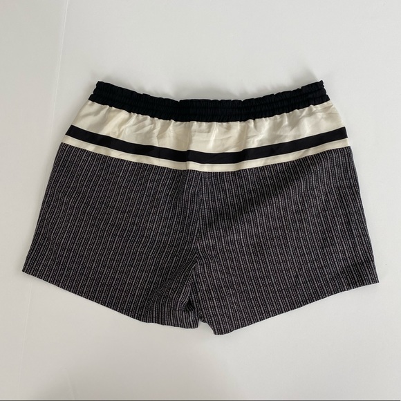 VINCE MIXED STRIPE PRINT SILK SHORTS, BLACK/IVORY - Picture 10 of 14